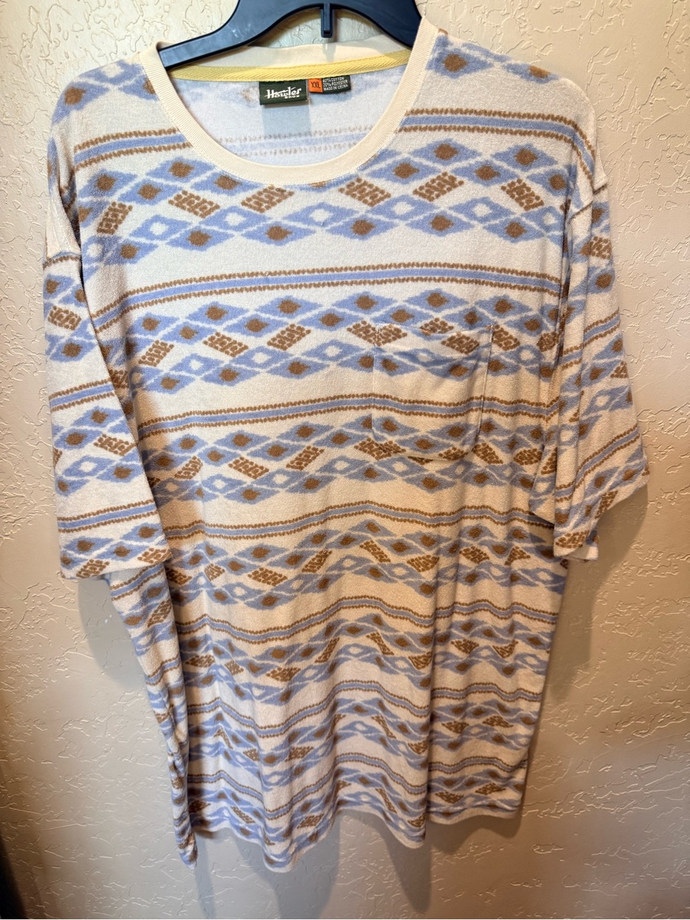 Howler Brothers Cream Crewneck with Light Blue & Tan Pattern - Picture 5 of 5